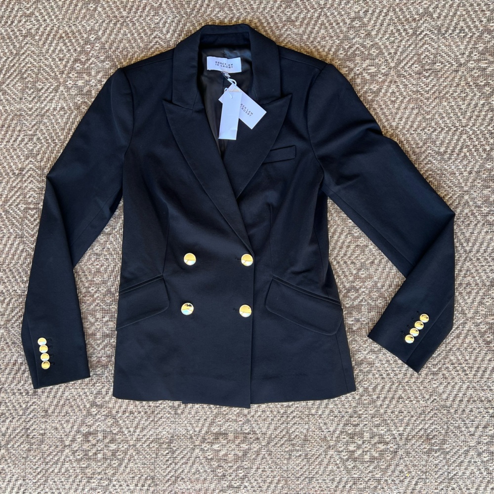 NWT Derek Lam 10 Crosby Black Blazer Gold Buttons Women's Size 4